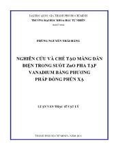 Luận văn Nghiên cứu và chế tạo màng dẫn điện trong suốt ZnO pha tạp Vanadium bằng phương pháp đồng phún xạ