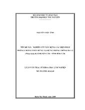 Luận văn Nghiên cứu xây dựng các biện pháp phòng chống cháy rừng tại rừng trồng thông ba lá (pinus kesia r) ở huyện lăk - Tỉnh Đăk Lăk