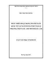 Luận văn Phát triển hoạt động thanh toán quốc tế tại ngân hàng TMCP ngoại thương Việt Nam chi nhánh Đắk Lắk