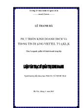 Luận văn Phát triển kinh doanh dịch vụ thông tin di động Viettel tại ĐăkLăk