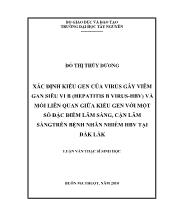 Luận văn Xác định kiểu gen của virus gây viêm gan siêu vi b (hepatitis b virus-Hbv) và mối liên quan giữa kiểu gen với một số đặc điểm lâm sàng, cận lâm sàng trên bệnh nhân nhiễm HBV tại Đắk Lắk