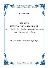 Luân văn Xây dựng hệ thống bài tập hóa học về kinh tế, xã hội và môi trường ở trường trung học phổ thông