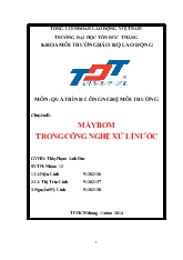 Máy bơm trong công nghệ xử lí nước