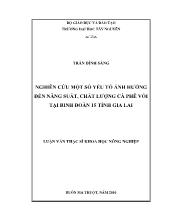 Nghiên cứu một số yếu tố ảnh hưởng đến năng suất, chất lượng cà phê vối tại binh đoàn 15 tỉnh Gia Lai
