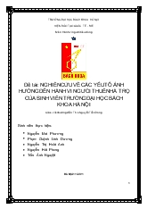 Nghiên cứu về các yếu tố ảnh hưởng đến hành vi người thuê nhà trọ của sinh viên trường đại học bách khoa Hà Nội