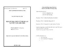 Tóm tắt luận án Dịch tễ học phân tử bệnh lao tại Việt Nam (2003-2009)