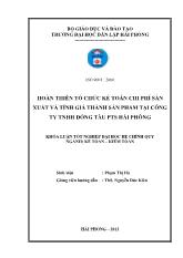 Khóa luận Hoàn thiên tổ chức kế toán chi phí sản xuất và tính giá thành sản phẩm tại công ty TNHH đóng tàu PTS Hải Phòng