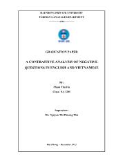 Đề tài A contrastive analysis of negative questions in English and Vietnamese