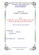 Chuyên đề Giải pháp nhằm chấm dứt tình trạng không đội mũ bảo hiểm khi tham gia giao thông của học sinh THPT hiện nay