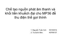 Đề tài Chế tạo nguồn phát âm thanh và khối tiền khuếch đại cho MP36 để thu điện thế gợi thính