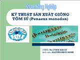 Đề tài Kỹ thuật sản xuất giống tôm sú (penaeus monodon)