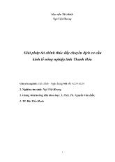 Giải pháp tài chính thúc đẩy chuyển dịch cơ cấu kinh tế nông nghiệp tỉnh Thanh Hóa