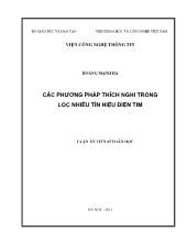 Luận án Các phương pháp thích nghi trong lọc nhiễu tín hiệu điện tim