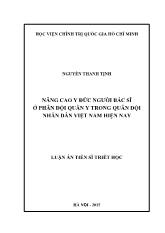 Luận án Nâng cao y đức người bác sĩ ở phân đội quân y trong quân đội nhân dân Việt Nam hiện nay