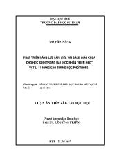 Luận án Phát triển năng lực làm việc với sách giáo khoa cho học sinh trong dạy học phần “điện học” vật lí 11 nâng cao trung học phổ thông