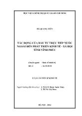 Luận án Tác động của đầu tư trực tiếp nước ngoài đến phát triển kinh tế - Xã hội tỉnh Vĩnh Phúc