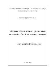 Luận án Văn hóa vùng biển đảo Quảng Ninh (qua nghiên cứu các lễ hội truyền thống)