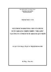Luận văn Giải pháp Marketing cho sản phẩm nước khoáng thiên nhiên 