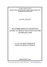 Luận văn Hoàn thiện kiểm soát thanh toán vốn đầu tư XDCB từ nguồn NSNN cấp tỉnh tại KBNN Bắc Ninh