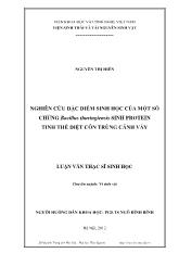 Luận văn Nghiên cứu đặc điểm sinh học của một số chủng Bacillus thuringiensis sinh Protein tinh thể diệt côn trùng cánh vảy