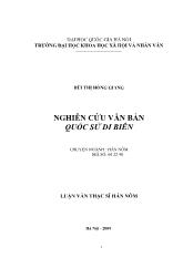 Luận văn Nghiên cứu văn bản quốc sử di biên