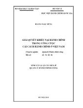 Tóm tắt luận án Giải quyết khiếu nại hành chính trong công cuộc cải cách hành chính ở Việt Nam