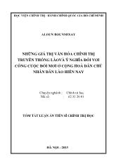 Tóm tắt luận án Những giá trị văn hóa chính trị truyền thống Lào và ý nghĩa đối với công cuộc đổi mới ở cộng hòa dân chủ nhân dân Lào hiện nay