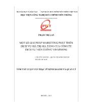 Tóm tắt Luận văn Một số giải pháp Marketing phát triển dịch vụ giá trị gia tăng của công ty dịch vụ viễn thông VinaPhone