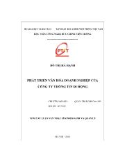 Tóm tắt Luận văn Phát triển văn hóa doanh nghiệp của công ty thông tin di động