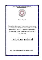 Luận án Ảnh hưởng của lợn đực lai (Piétrain Re-Hal  Duroc) có thành phần di truyền khác nhau đến năng suất sinh sản của nái lai F1(Landrace  Yorkshire) và năng suất, chất lượng thịt của các con lai thương phẩm