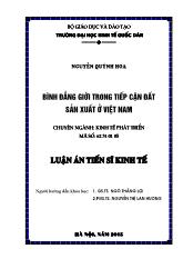 Luận án Bình đẳng giới trong tiếp cận đất sản xuất ở Việt Nam