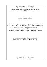 Luận án Các nhân tố tác động đến việc vận dụng kế toán quản trị trong các doanh nghiệp nhỏ và vừa tại Việt Nam