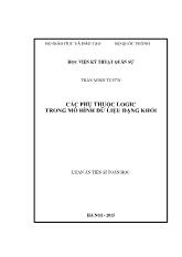 Luận án Các phụ thuộc logic trong mô hình dữ liệu dạng khối
