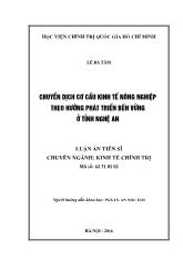 Luận án Chuyển dịch cơ cấu kinh tế nông nghiệp theo hướng phát triển bền vững ở tỉnh Nghệ An