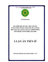 Luận án Đặc điểm sinh vật học, sinh thái học và khả năng phòng chống sâu ăn lá hồng ngọt Hypocala subsatura Guenee (Lepidoptera: Noctuidae) tại Hòa Bình, Việt Nam