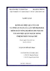 Luận án Đánh giá hiệu quả vô cảm và tính an toàn của gây mê propofol kiểm soát nồng độ đích cho nội soi tán sỏi niệu quản ngược dòng ở bệnh nhân ngoại trú