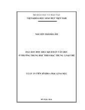 Luận án Dạy học đọc hiểu kịch bản văn học ở trường trung học theo đặc trưng loại thể