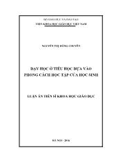 Luận án Dạy học ở tiểu học dựa vào phong cách học tập của học sinh
