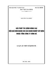 Luận án Giải pháp tài chính nâng cao hiệu quả kinh doanh cho các doanh nghiệp xây dựng thuộc Tổng công ty Sông Đà