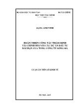 Luận án Hoàn thiện công tác thẩm định tài chính đối với các dự án đầu tư dài hạn của Tổng công ty Sông Đà