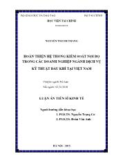 Luận án Hoàn thiện hệ thống kiểm soát nội bộ trong các doanh nghiệp ngành dịch vụ kỹ thuật dầu khí tại Việt Nam