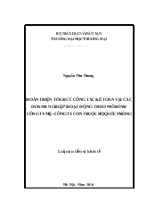 Luận án Hoàn thiện tổ chức công tác kế toán tại các doanh nghiệp hoạt động theo mô hình công ty mẹ - công ty con thuộc Bộ Quốc phòng