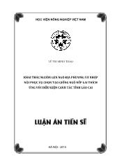 Luận án Khai thác nguồn gen ngô địa phương và nhập nội phục vụ chọn tạo giống ngô nếp lai thích ứng với điều kiện canh tác tỉnh Lào Cai