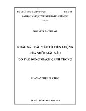 Luận án Khảo sát các yếu tố tiên lượng của nhồi máu não do tắc động mạch cảnh trong