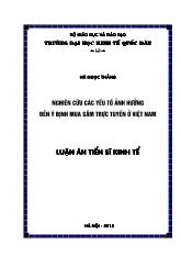 Luận án Nghiên cứu các yếu tố ảnh hưởng đến ý định mua sắm trực tuyến ở Việt Nam