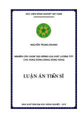 Luận án Nghiên cứu chọn tạo giống lúa chất lượng tốt cho vùng đồng bằng Sông Hồng