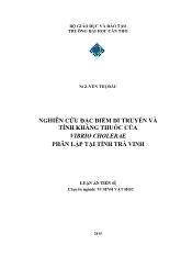 Luận án Nghiên cứu đặc điểm di truyền và tính kháng thuốc của Vibrio cholerae phân lập tại tỉnh Trà Vinh