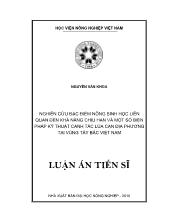 Luận án Nghiên cứu đặc điểm nông sinh học liên quan đến khả năng chịu hạn và một số biện pháp kỹ thuật canh tác lúa cạn địa phương tại vùng tây bắc Việt Nam