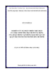 Luận án Nghiên cứu sự phát triển thể chất của học sinh tiểu học dưới tác động của hoạt động vận động giải trí tại các quận nội thành thành phố Hồ Chí Minh