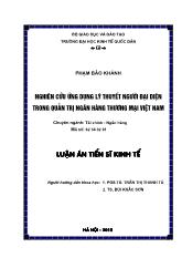 Luận án Nghiên cứu ứng dụng lý thuyết người đại diện trong quản trị ngân hàng thương mại Việt Nam